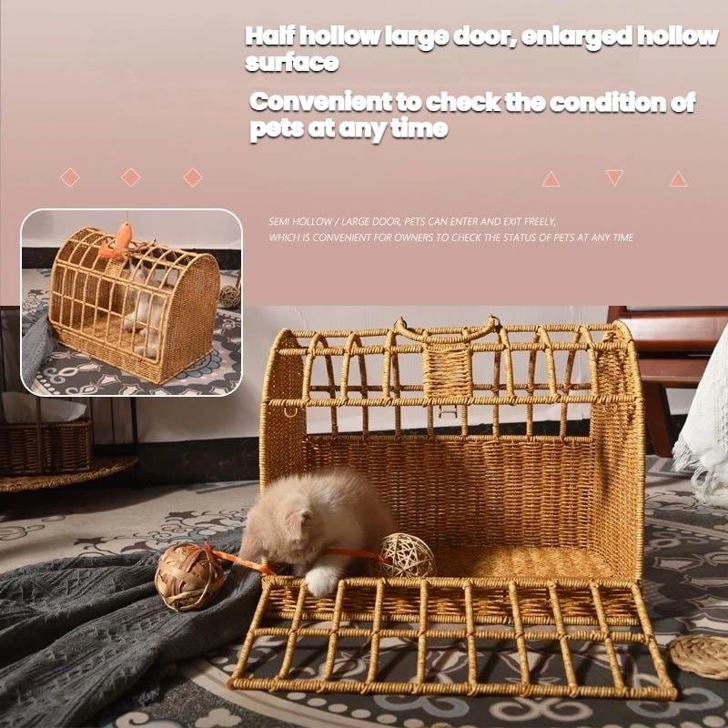 Vine woven hand-held cat cage