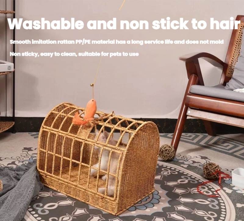 Vine woven hand-held cat cage
